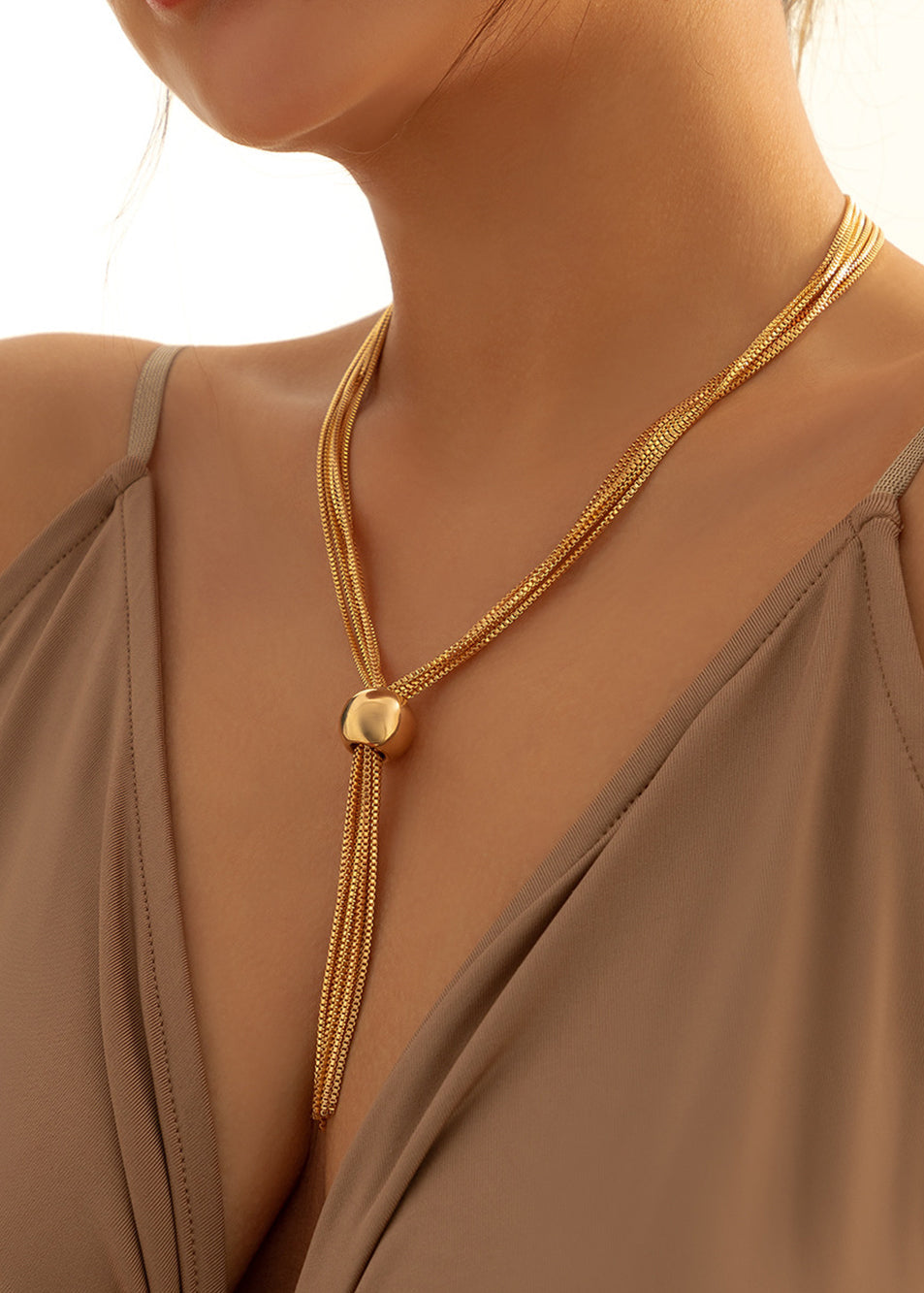 Sorelle - Meerstrengige gouden druppelketting