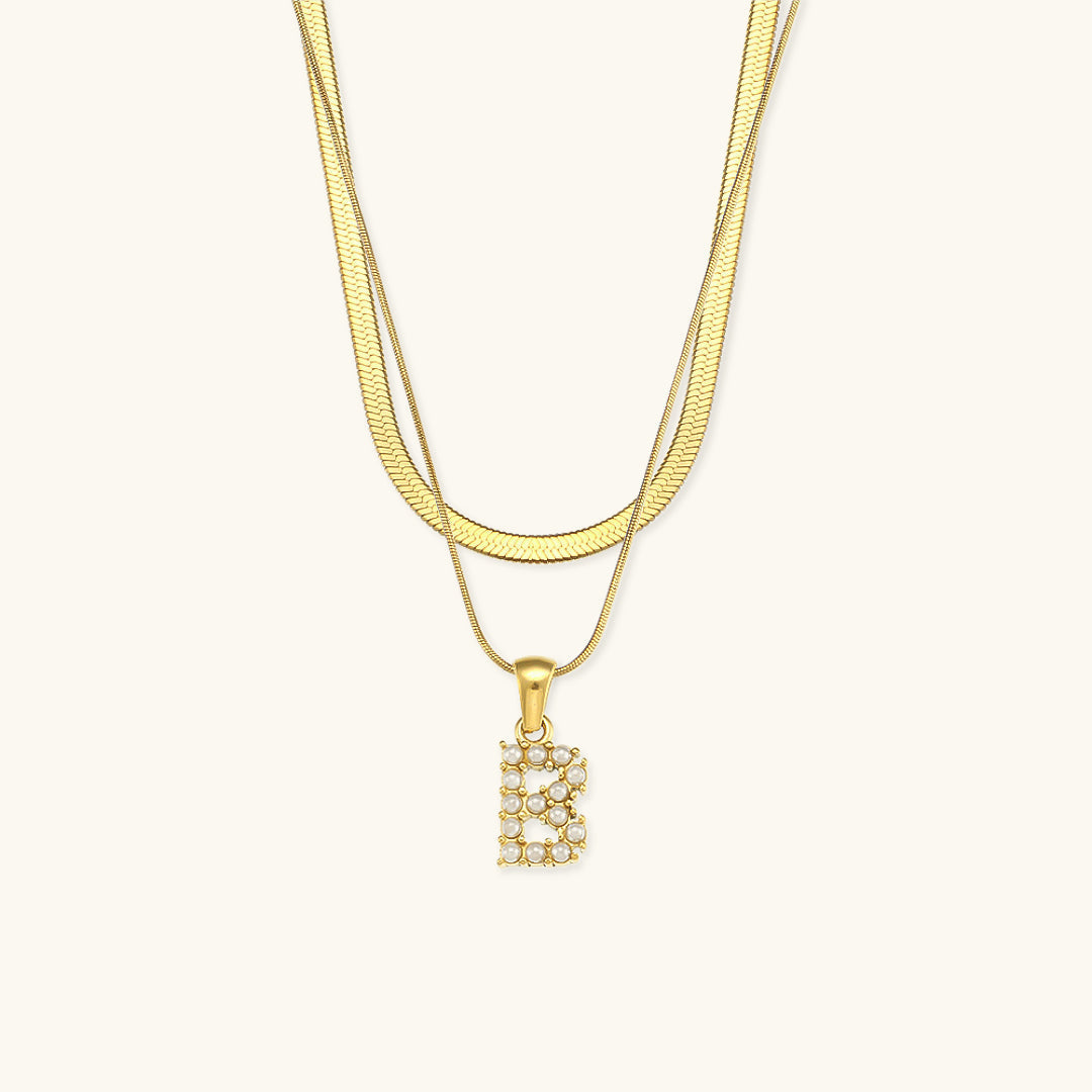Opaal bedel - LayeRed gouden initialen ketting