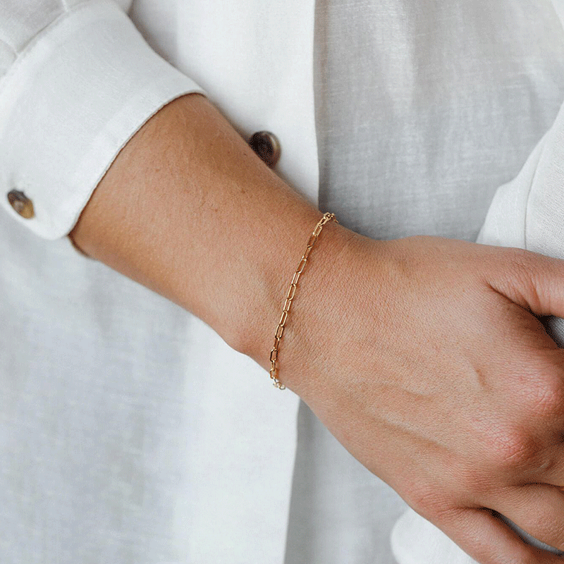 Elara Gouden Paperclip Armband