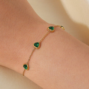 Smaragd Harten Gouden Armband 